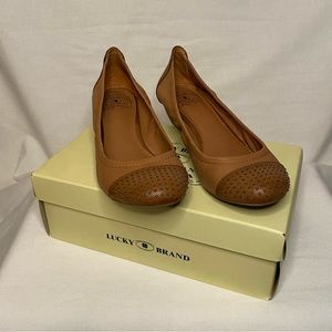 Lucky Brand “Felony” Cinnamon Studded Wedges